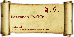 Motronea Iván névjegykártya